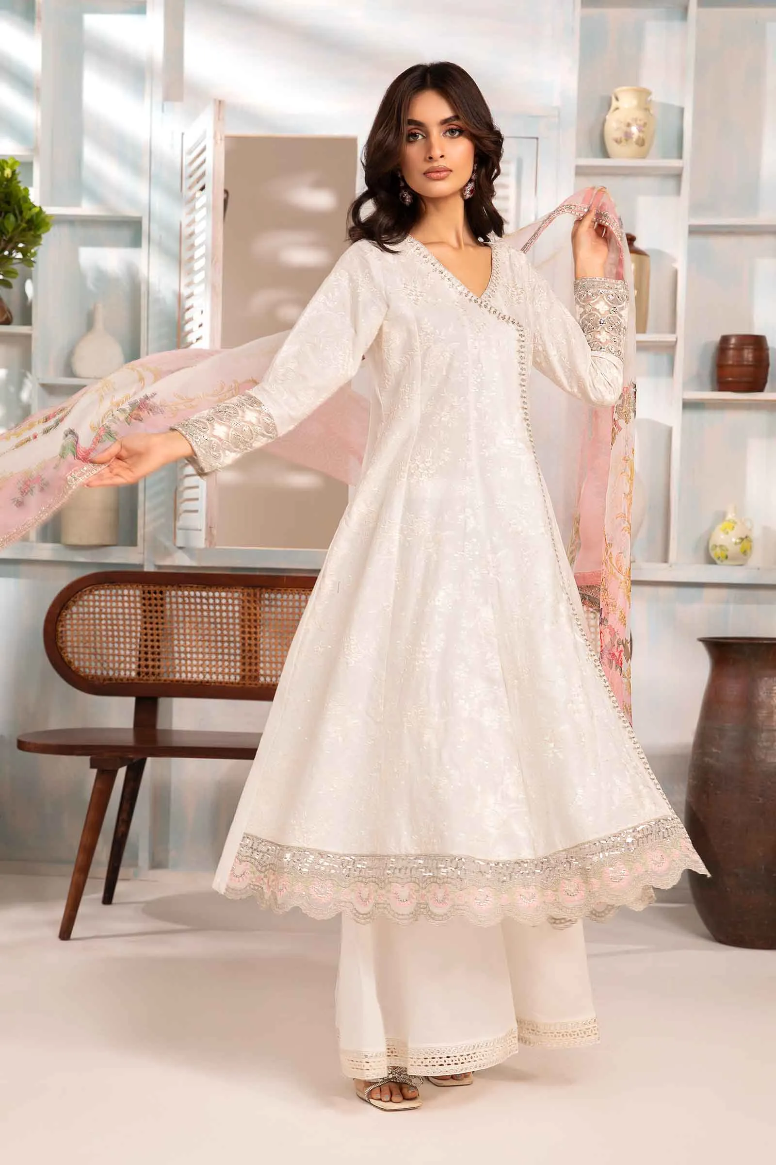 3 Piece Embroidered Jacquard Lawn Suit | DW-EA24-48