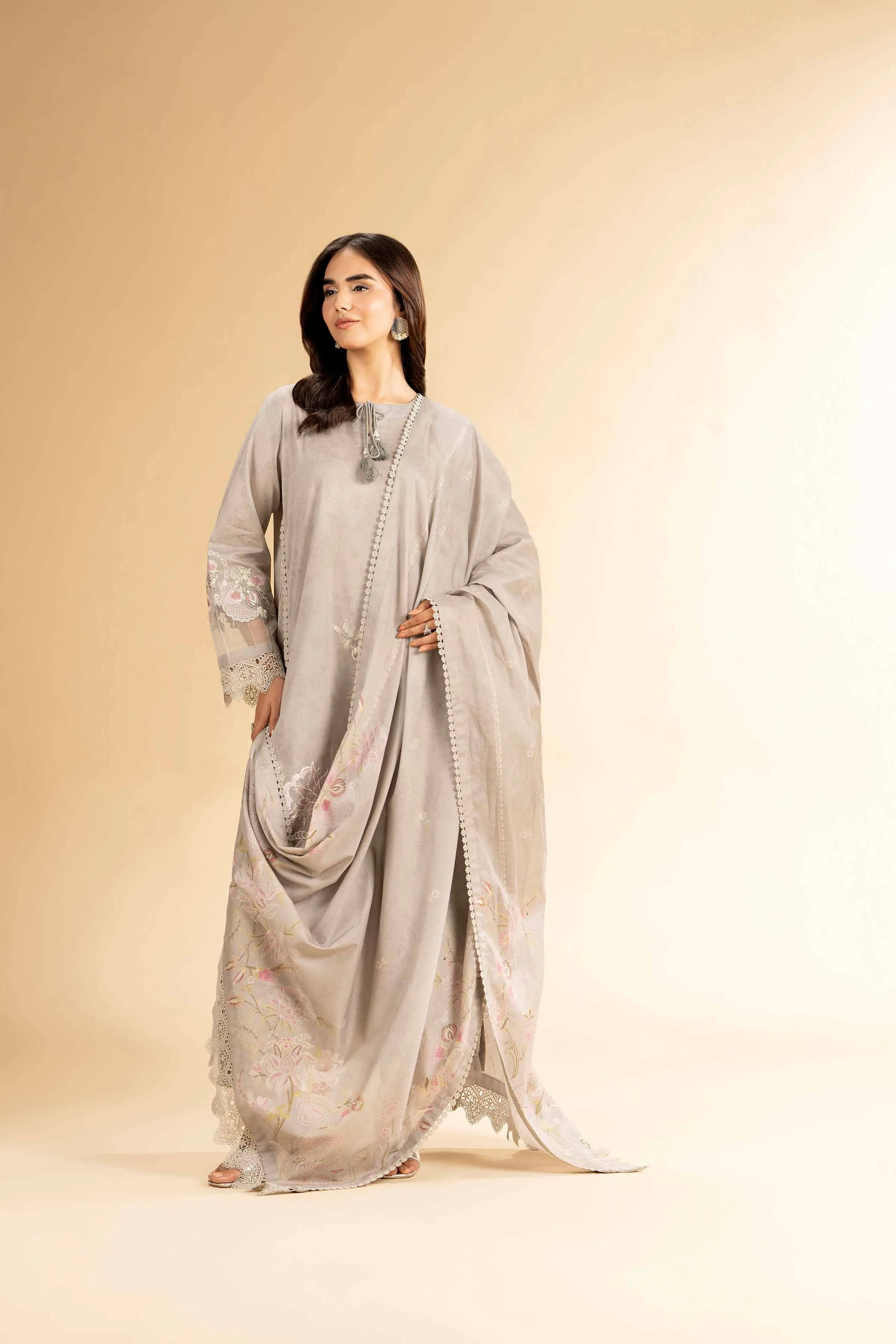 3 Piece - Printed Embroidered Suit - 42401823-1