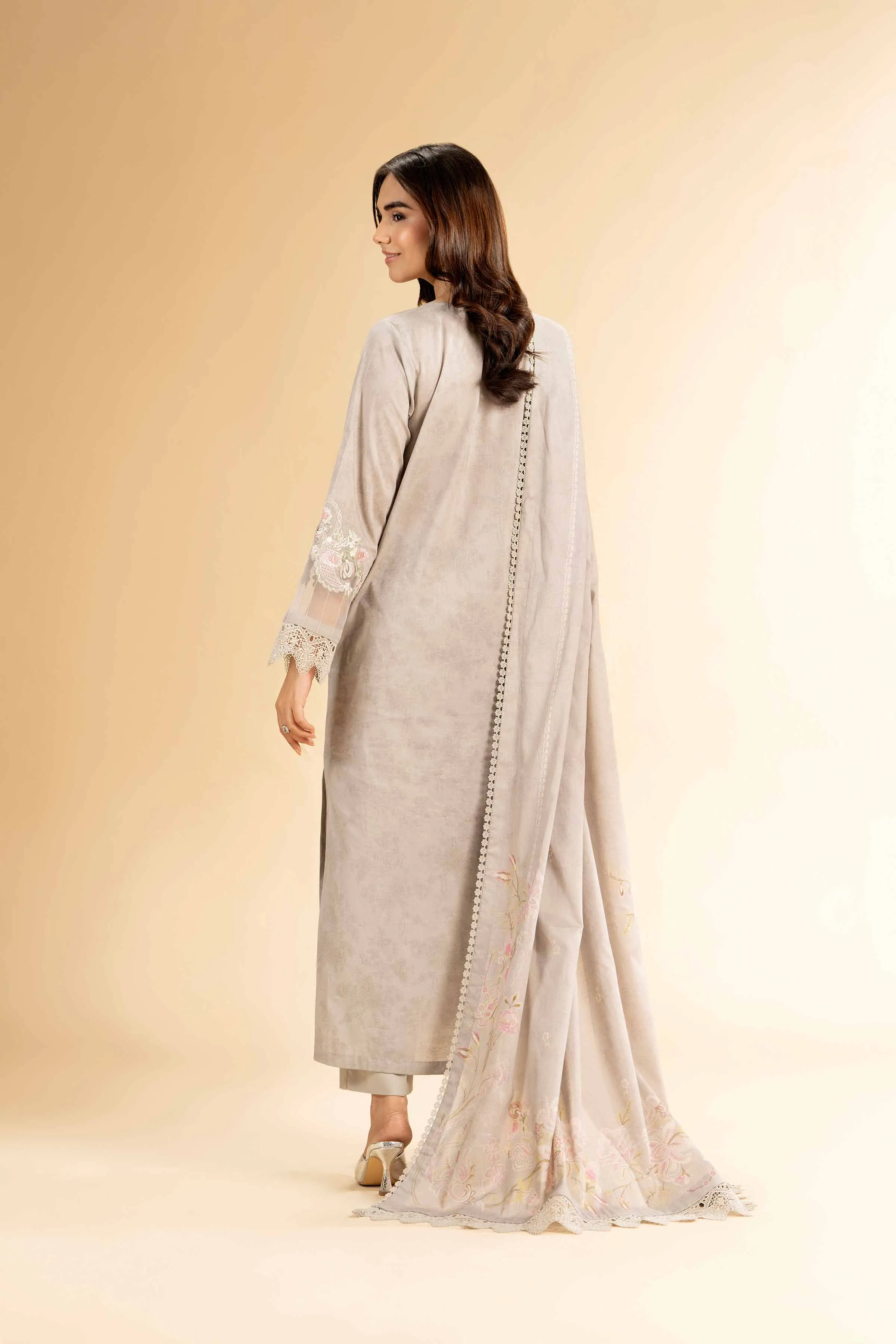 3 Piece - Printed Embroidered Suit - 42401823-1