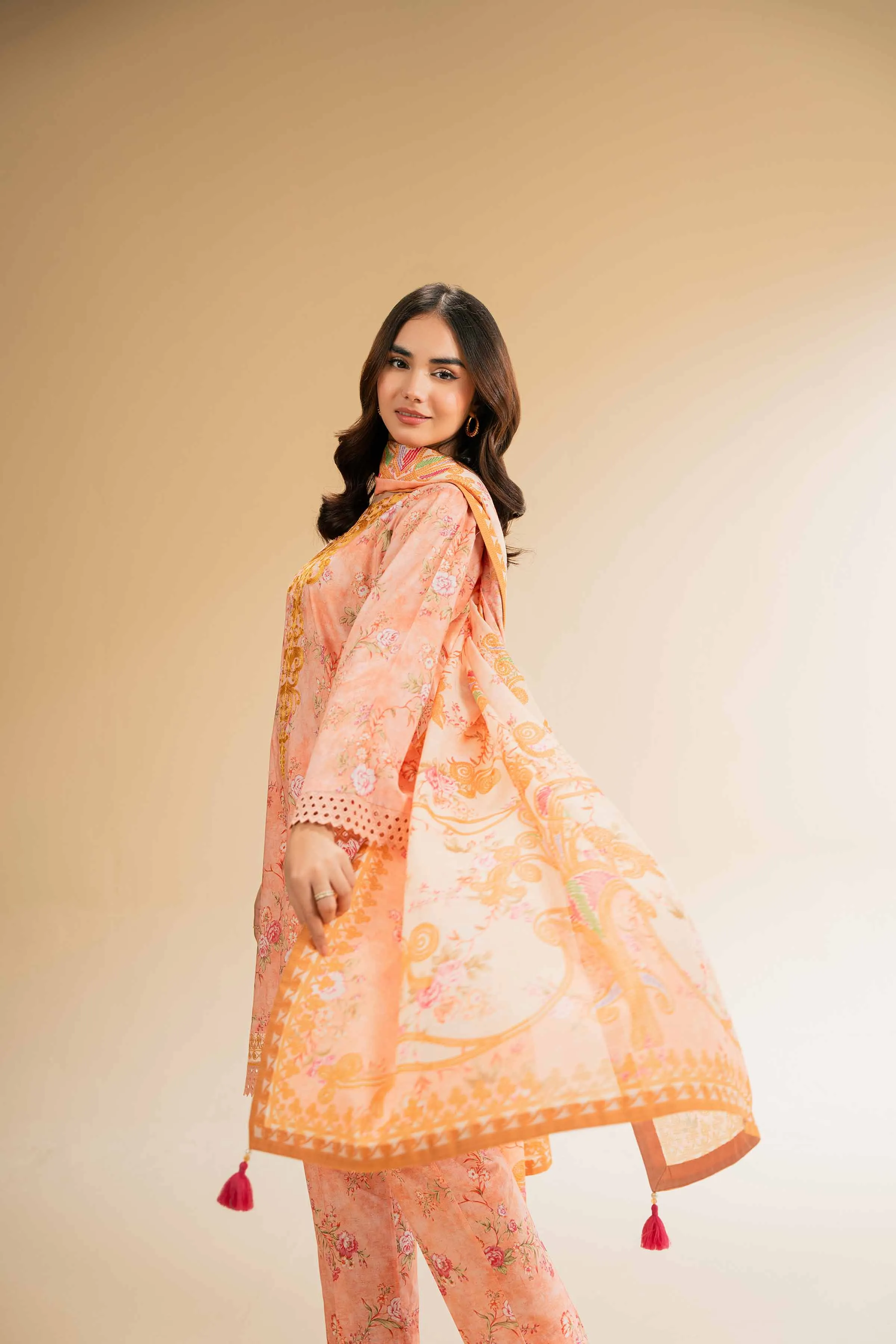 3 Piece - Printed Embroidered Suit - 42501310