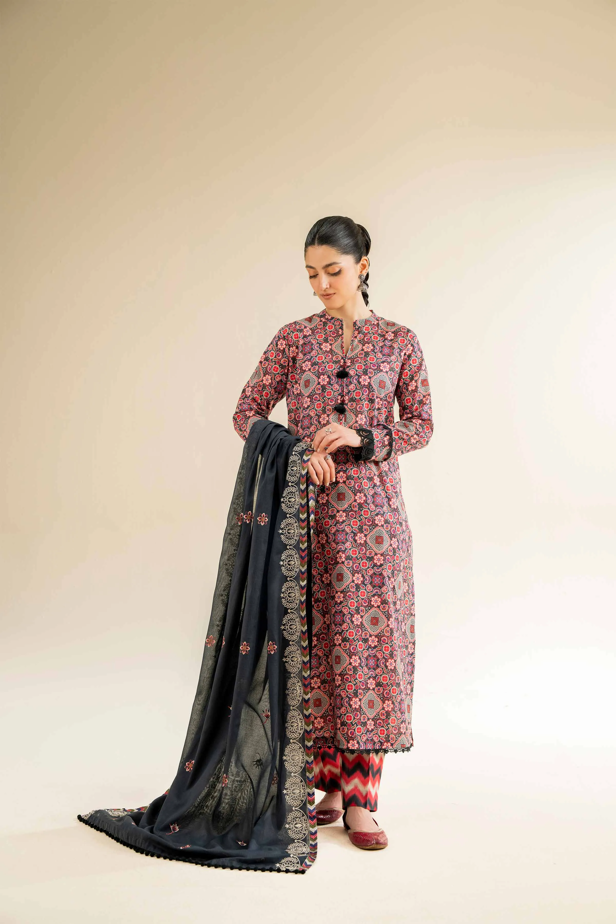 3 Piece - Printed Embroidered Suit - 42501502