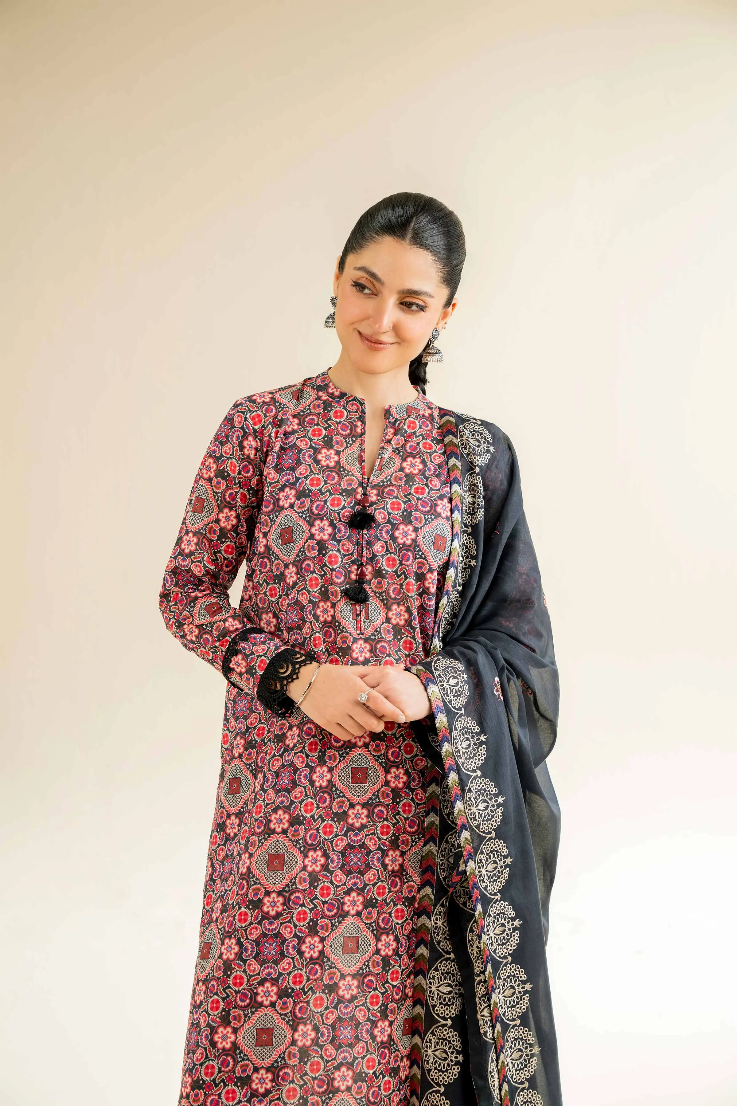 3 Piece - Printed Embroidered Suit - 42501502