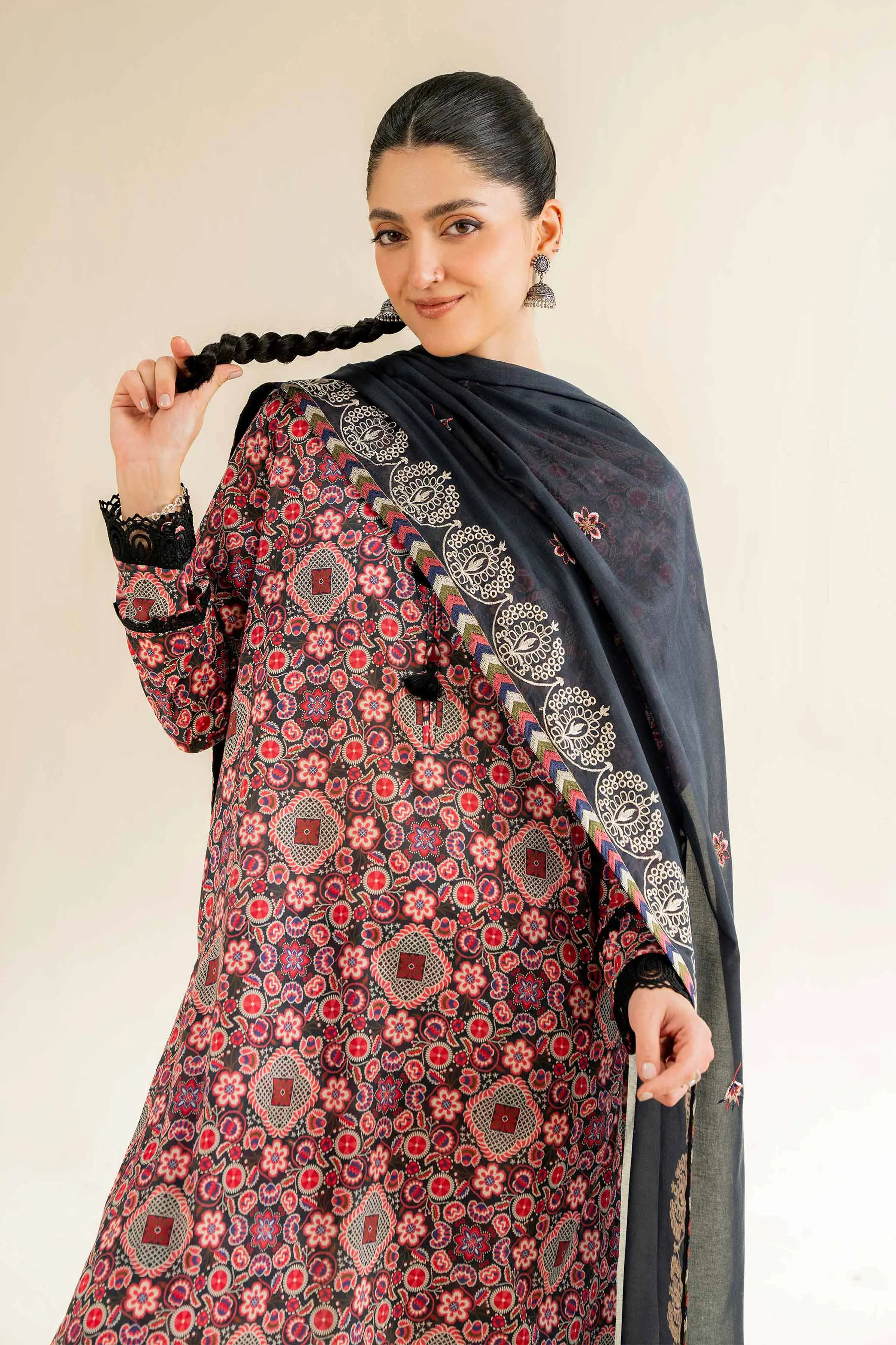 3 Piece - Printed Embroidered Suit - 42501502