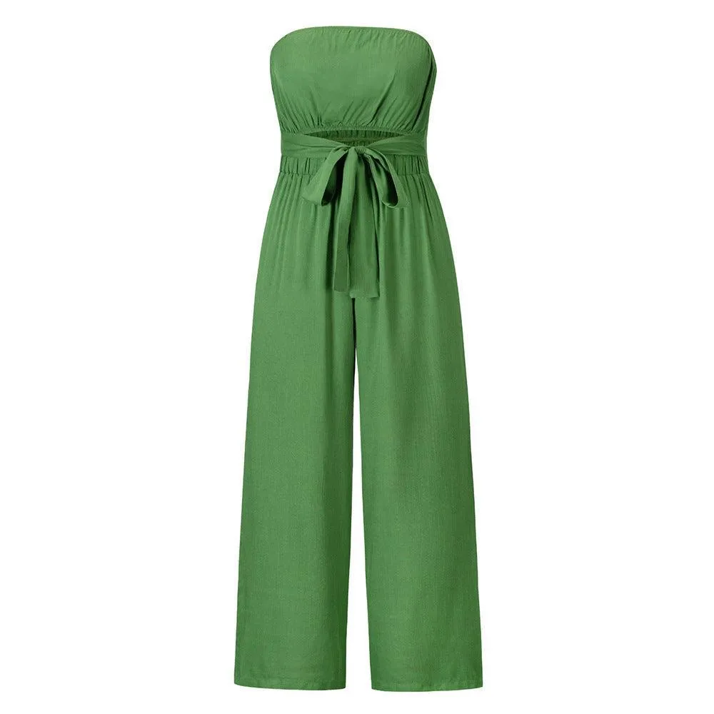 Backless Bodycon Jumpsuit Set with Straight-Leg Pants