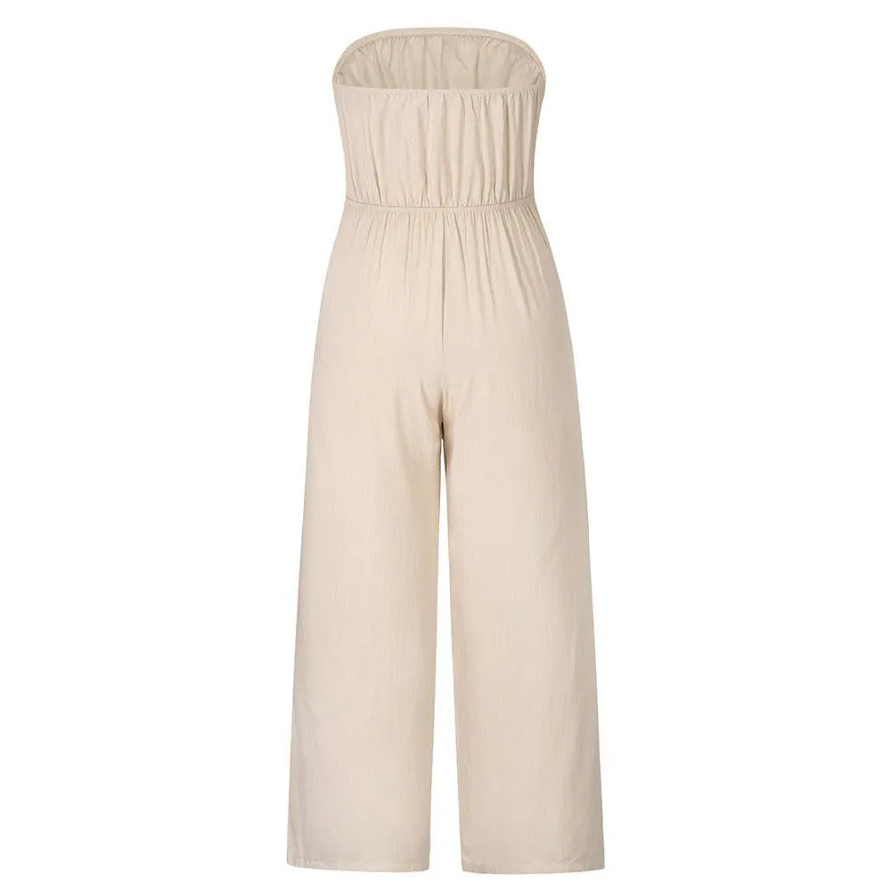 Backless Bodycon Jumpsuit Set with Straight-Leg Pants