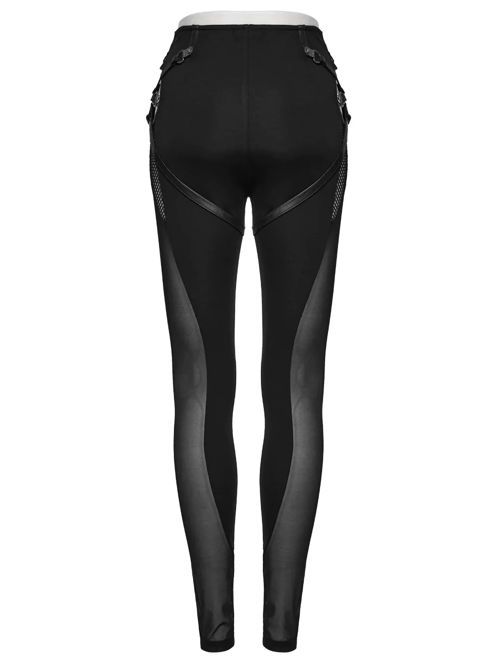 Black Mesh Inlay Gothic Style Skinny Pants-Leggings