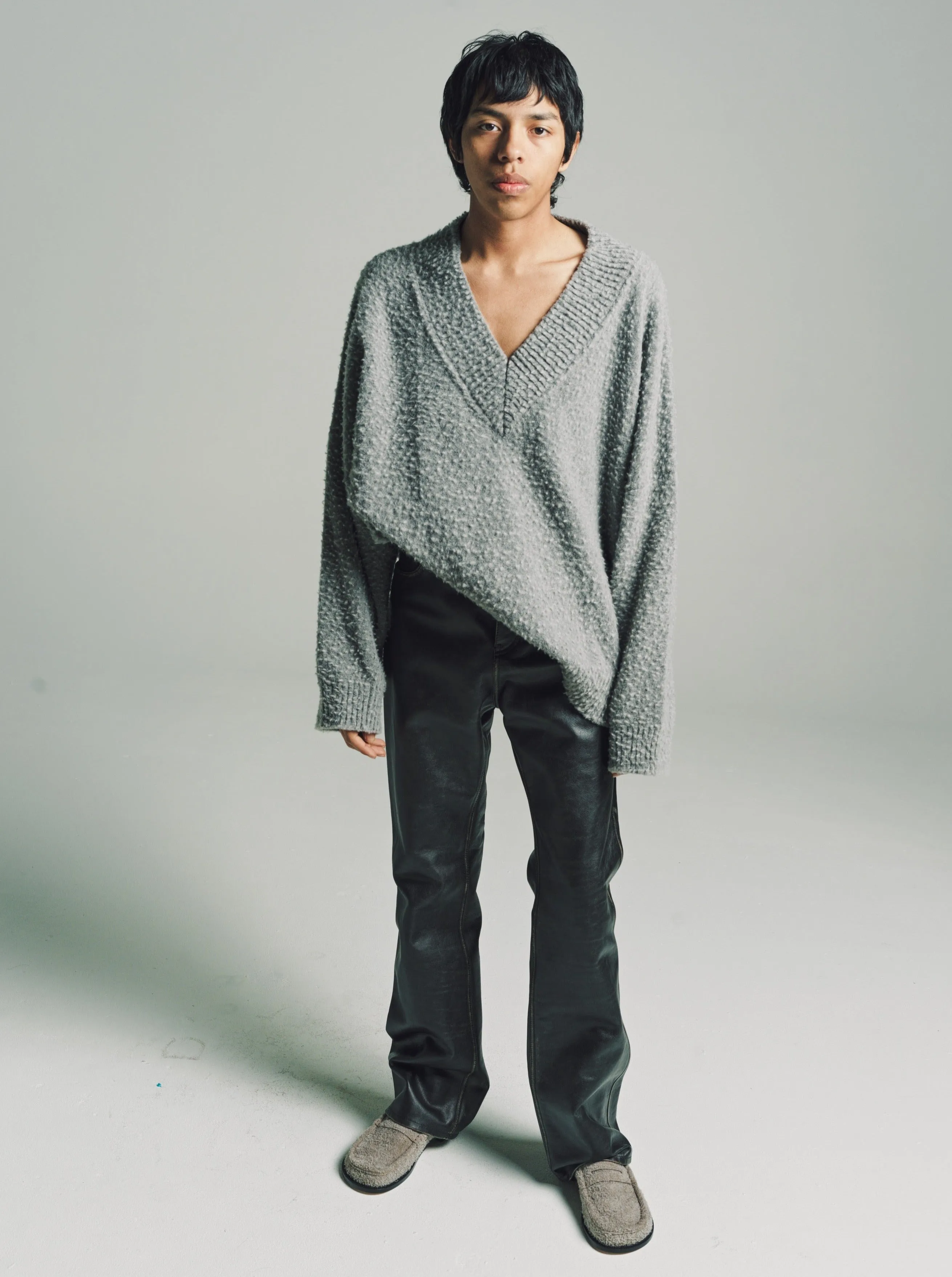 Black Nappa Calfskin Bootleg Trousers