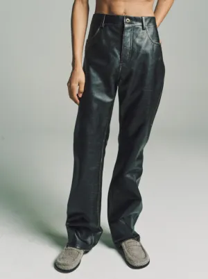 Black Nappa Calfskin Bootleg Trousers