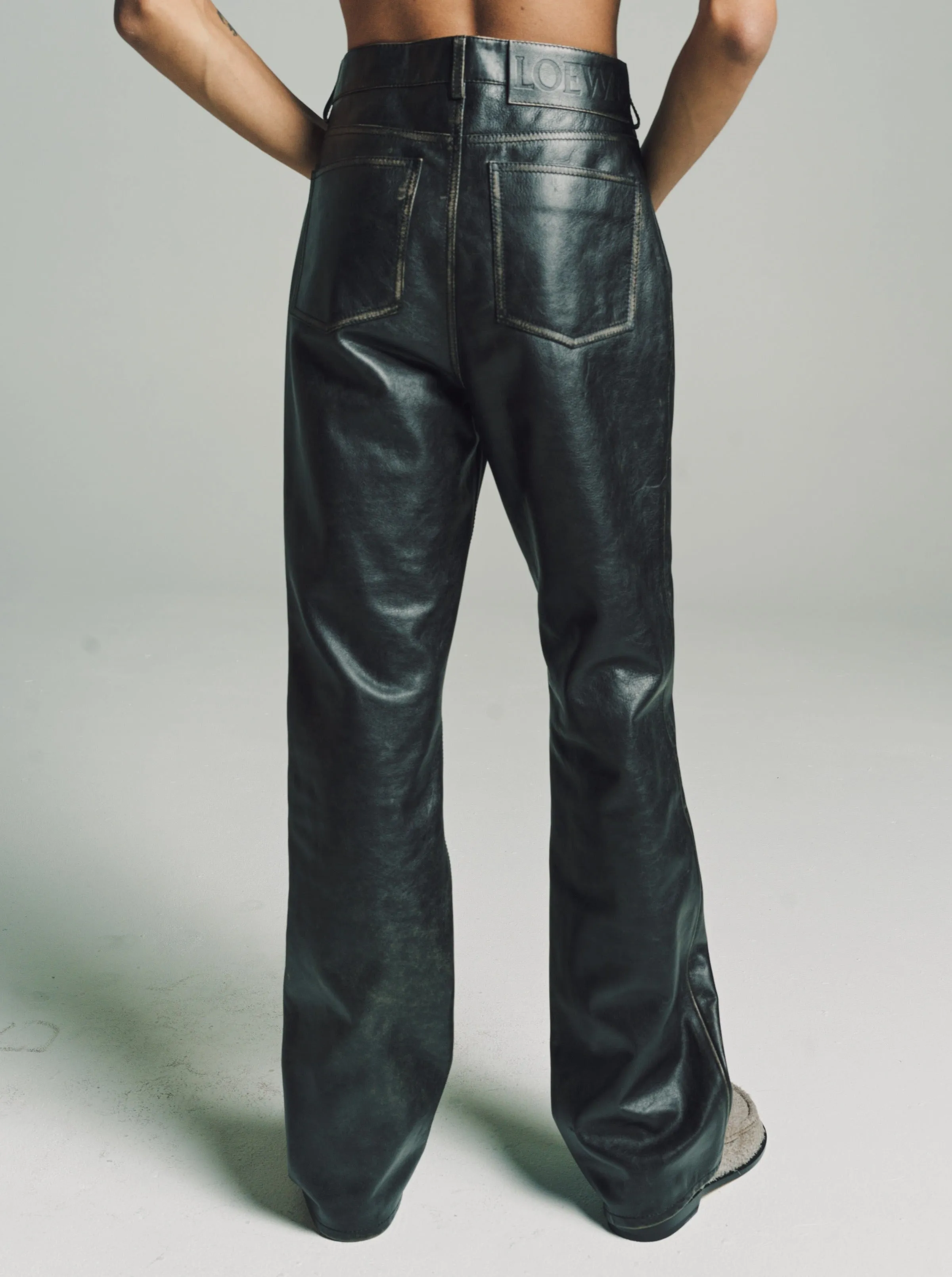 Black Nappa Calfskin Bootleg Trousers