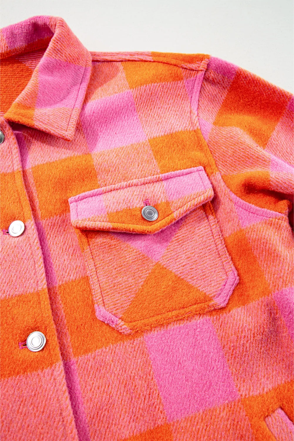 Blue Zone Planet |  Plaid Collared Neck Button Up Jacket