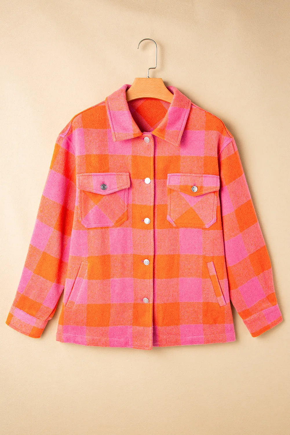 Blue Zone Planet |  Plaid Collared Neck Button Up Jacket