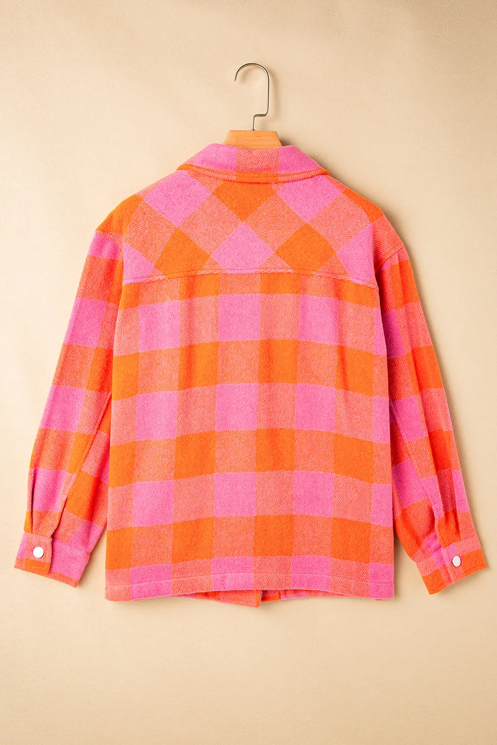 Blue Zone Planet |  Plaid Collared Neck Button Up Jacket