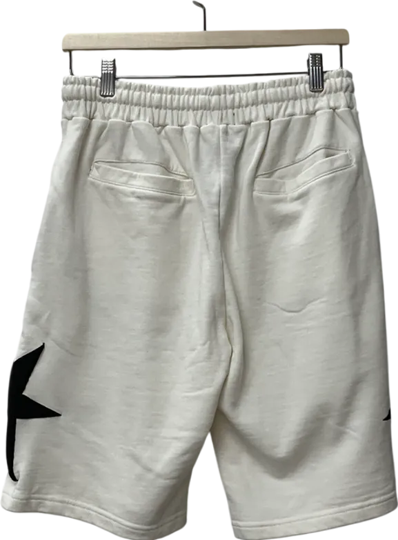 boohooMan White Relaxed Moto Mid Length Shorts UK S