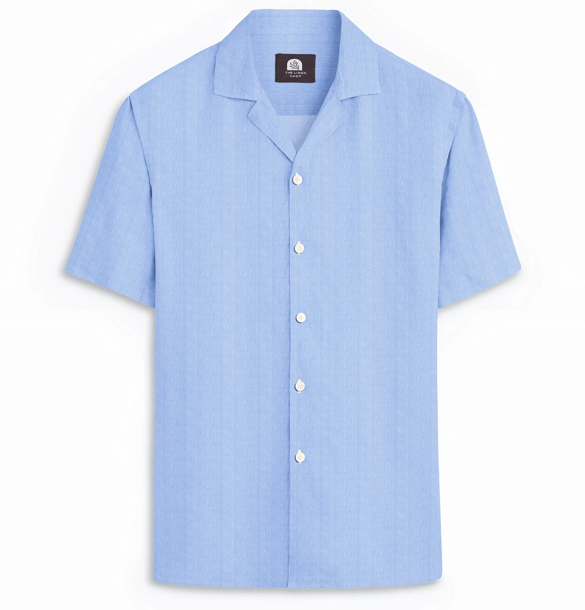 Camp Collar Linen Shirt in Sky Blue
