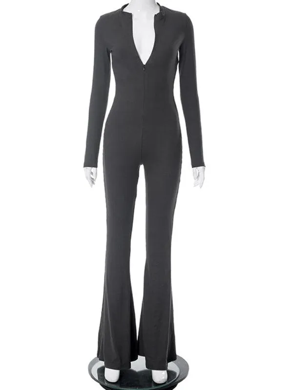 Chic Flared Bell Bottom Jumpsuit for Sophisticated Style