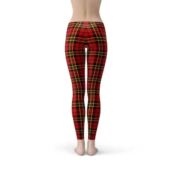 Chic Red Tartan Plaid Active Leggings for Women