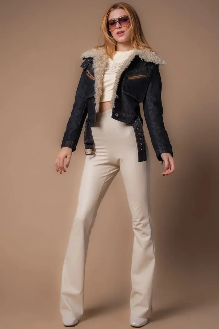 Citrine Faux Leather Flare