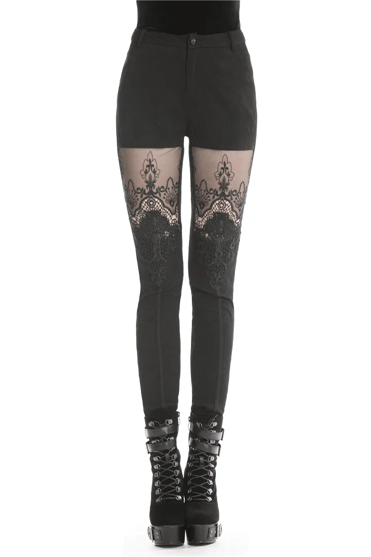Elegant Women's Lace Skinny Pants for Evening Wear