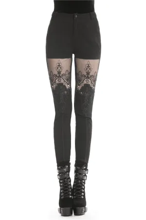 Elegant Women's Lace Skinny Pants for Evening Wear