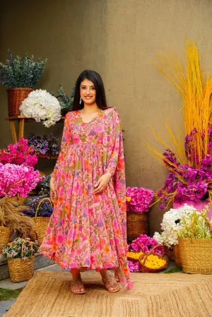 Floral Elegance Anarkali Suit Set