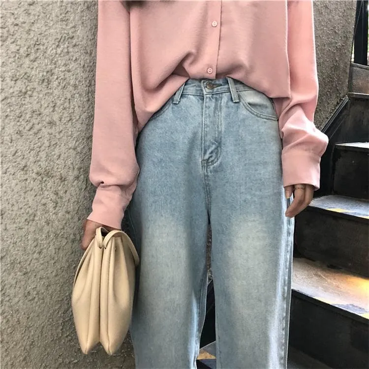 Full Length Wide-Leg Denim Pants
