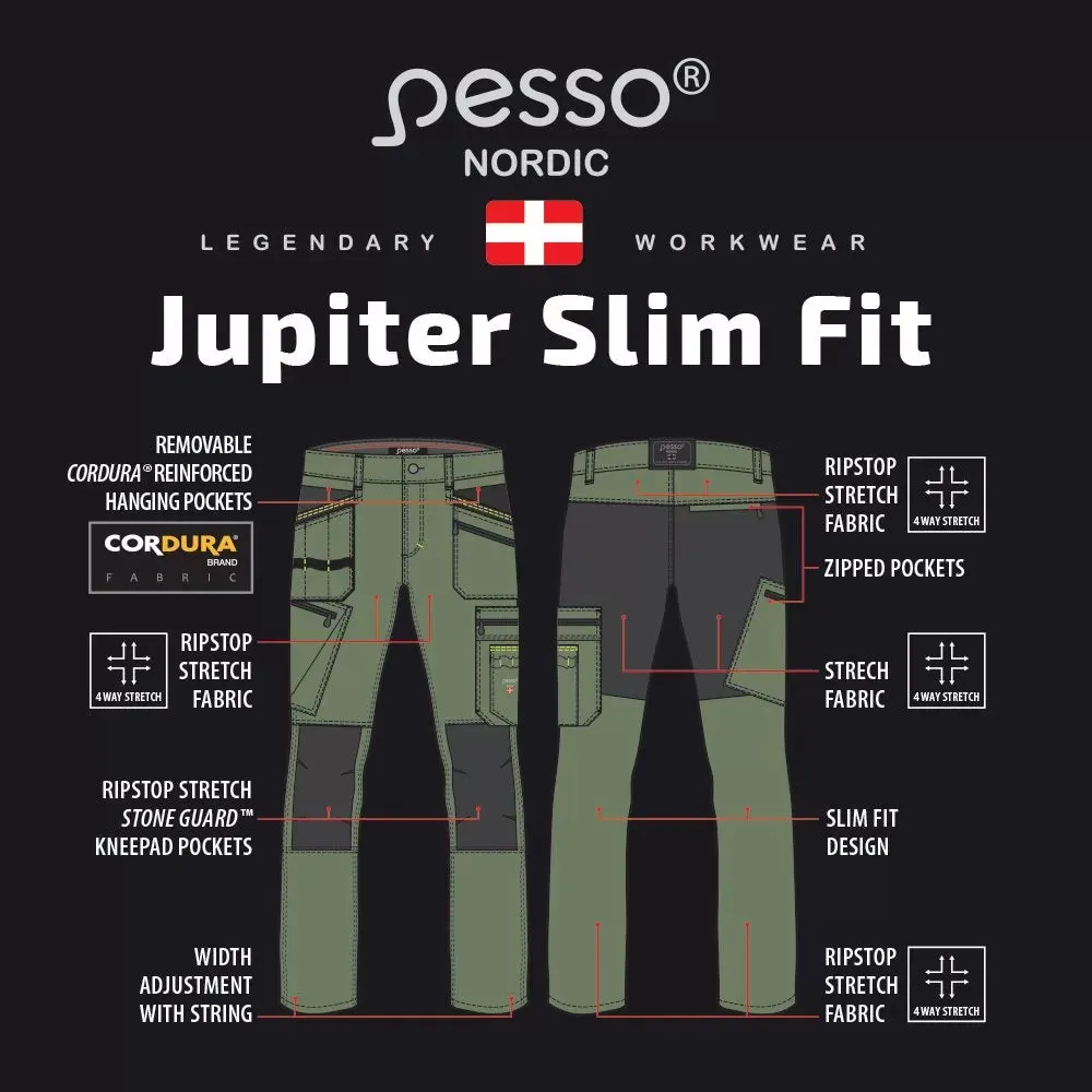 KD175Z, WORKWEAR TROUSERS PESSO JUPITER SLIM FIT, CHAKI