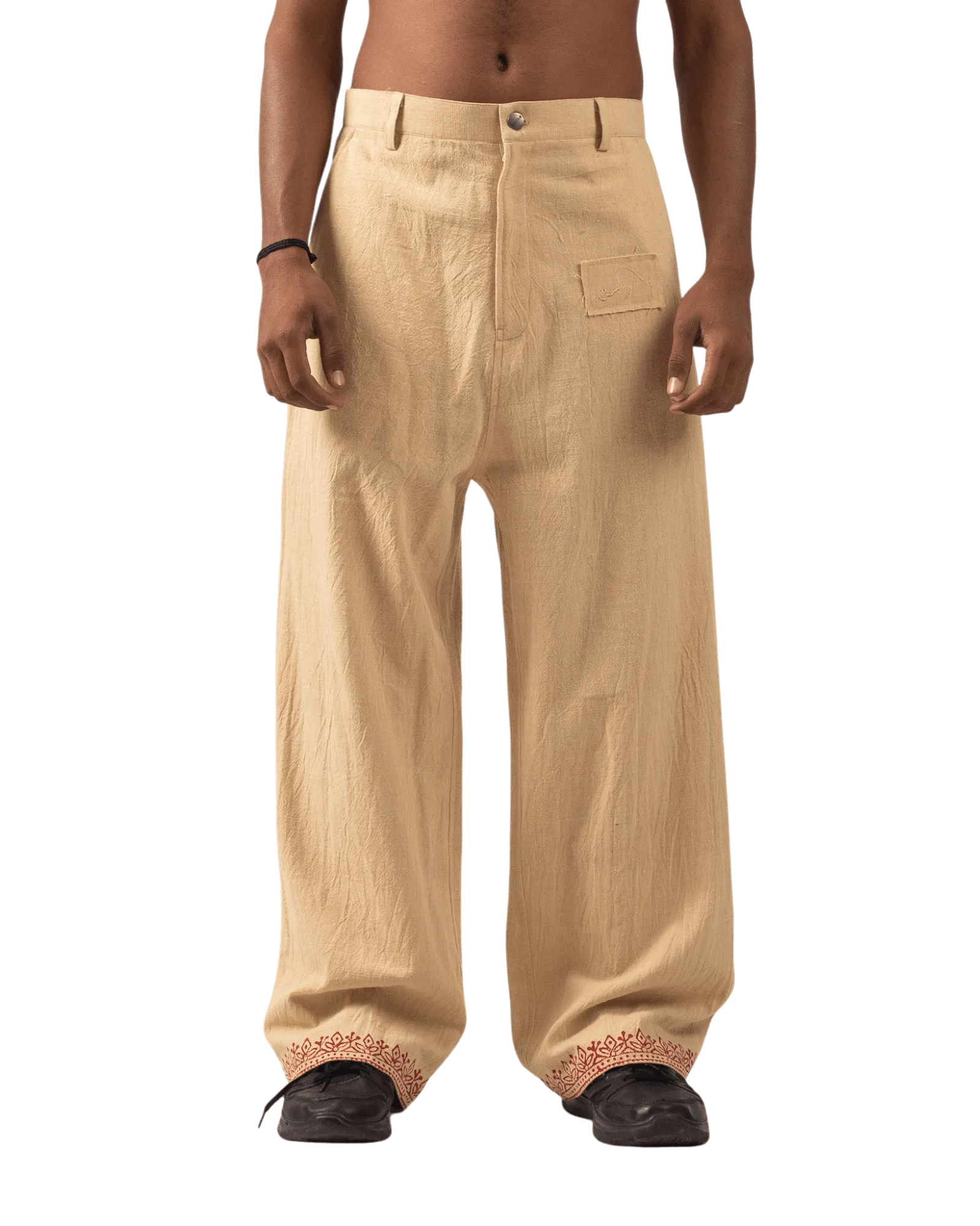 KHAKI BLOCK PRINT  KHADDAR TROUSER