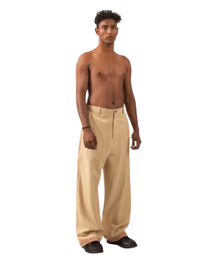 KHAKI BLOCK PRINT  KHADDAR TROUSER