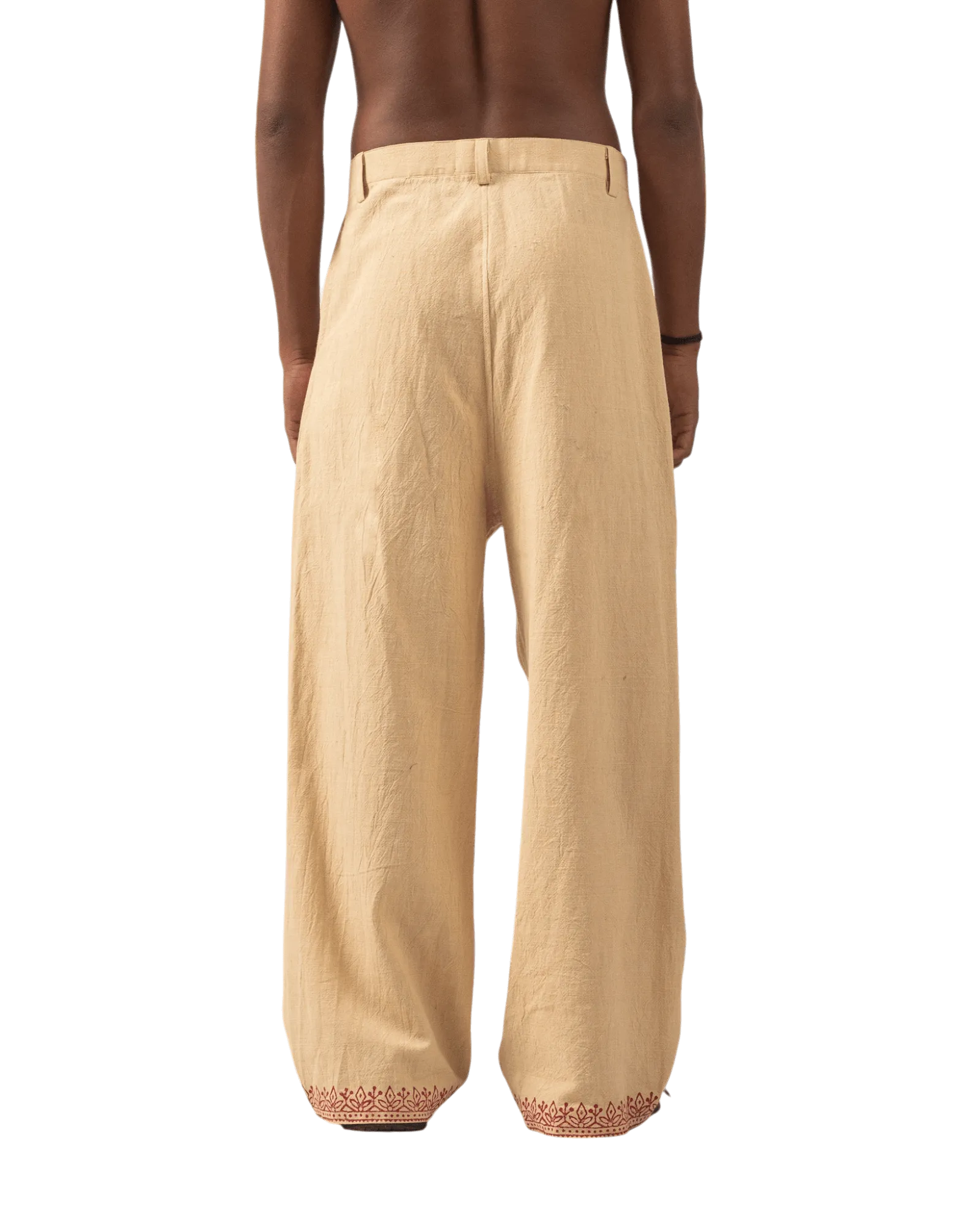 KHAKI BLOCK PRINT  KHADDAR TROUSER