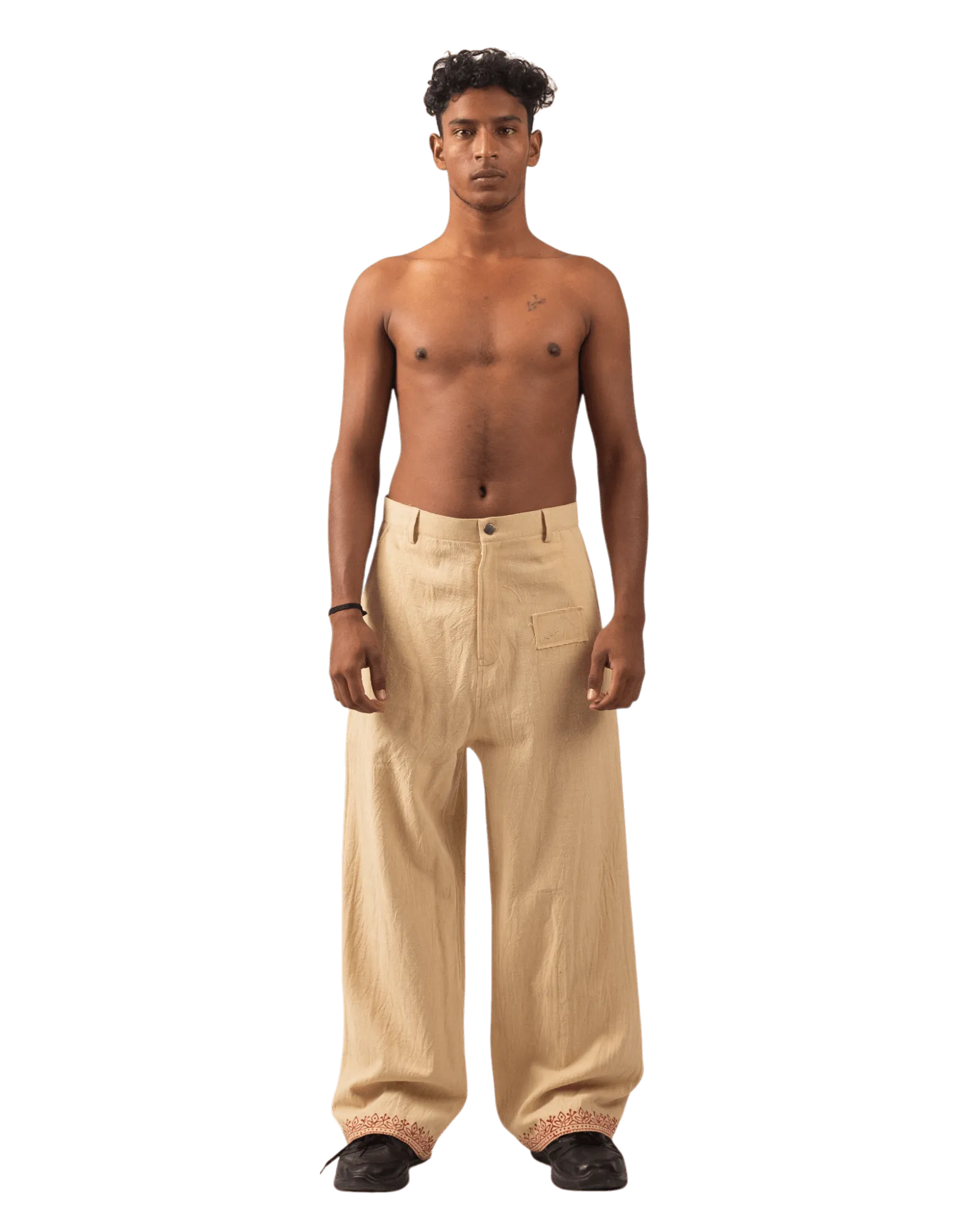 KHAKI BLOCK PRINT  KHADDAR TROUSER