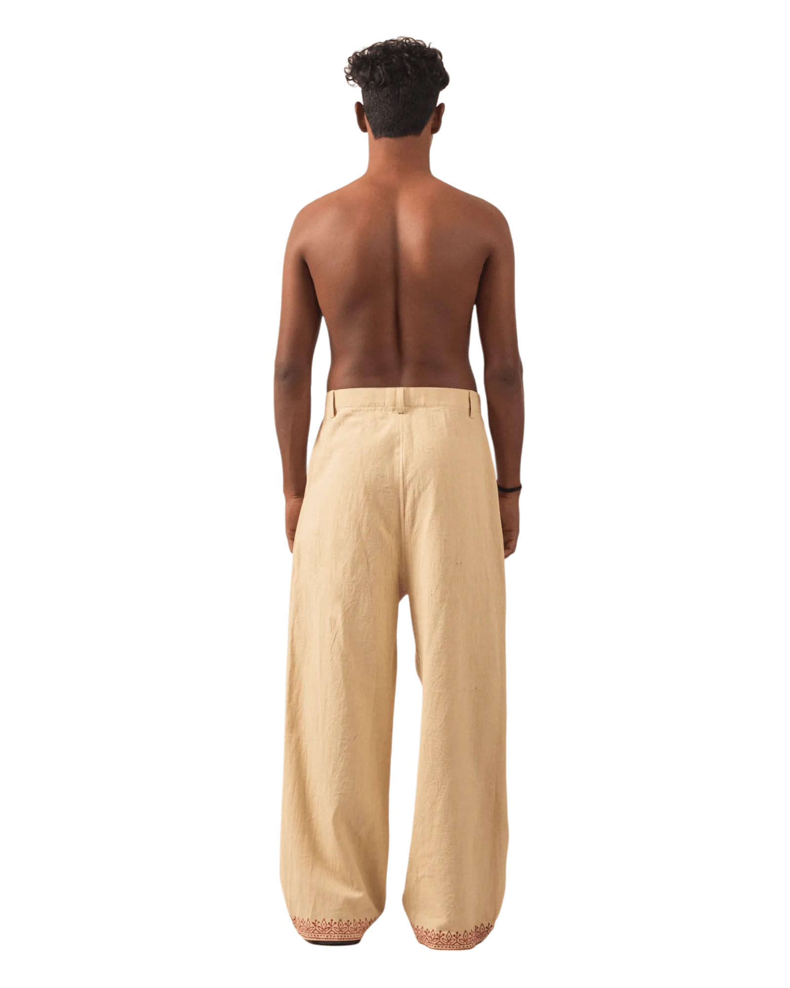 KHAKI BLOCK PRINT  KHADDAR TROUSER