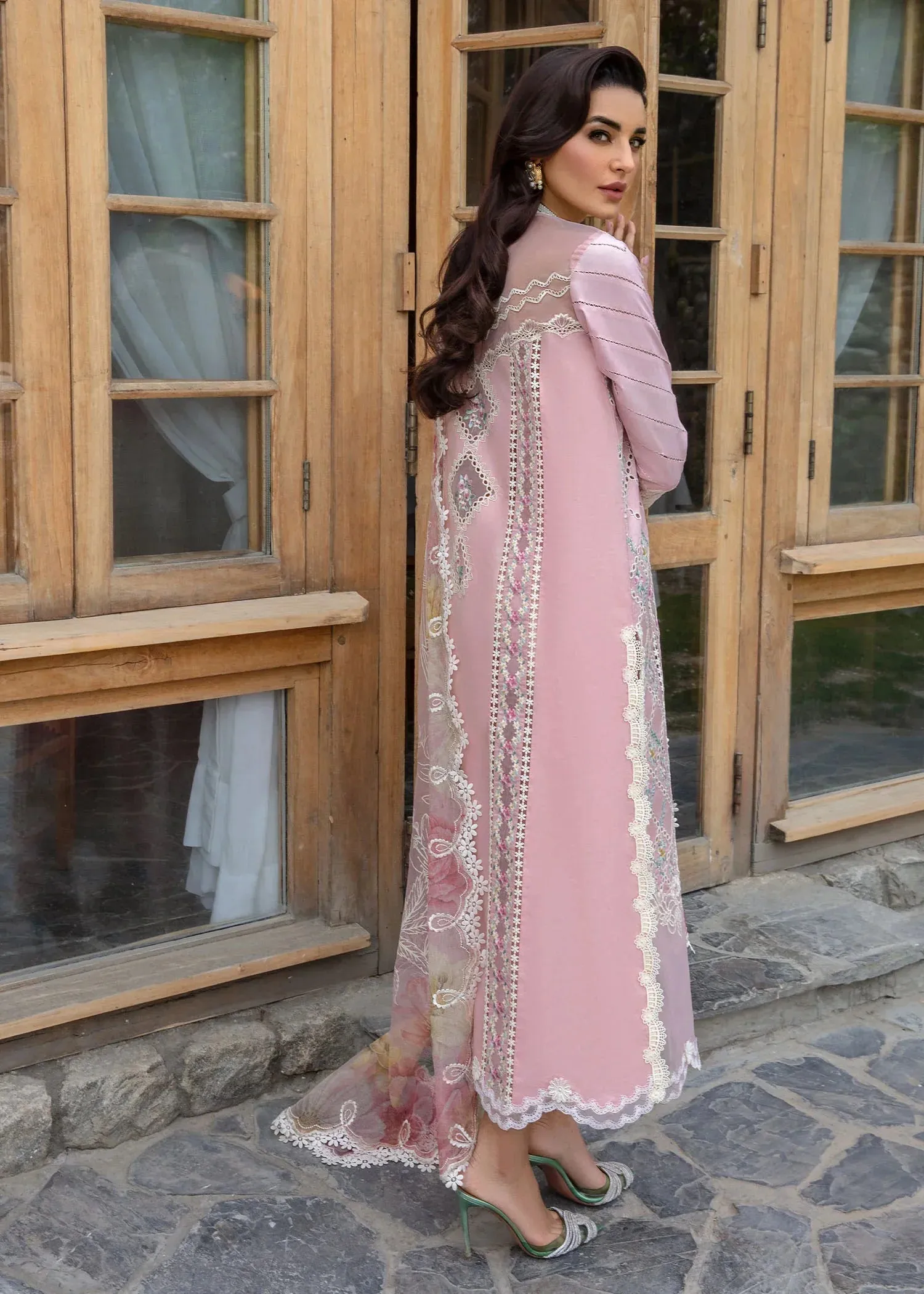 Lawn '24 - A Floral Mesh - Rose Pink