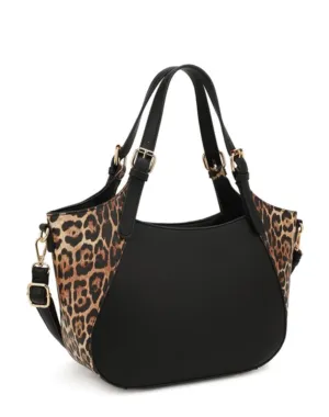 Luna Leopard Accent Satchel - Bold Style Meets Timeless Elegance
