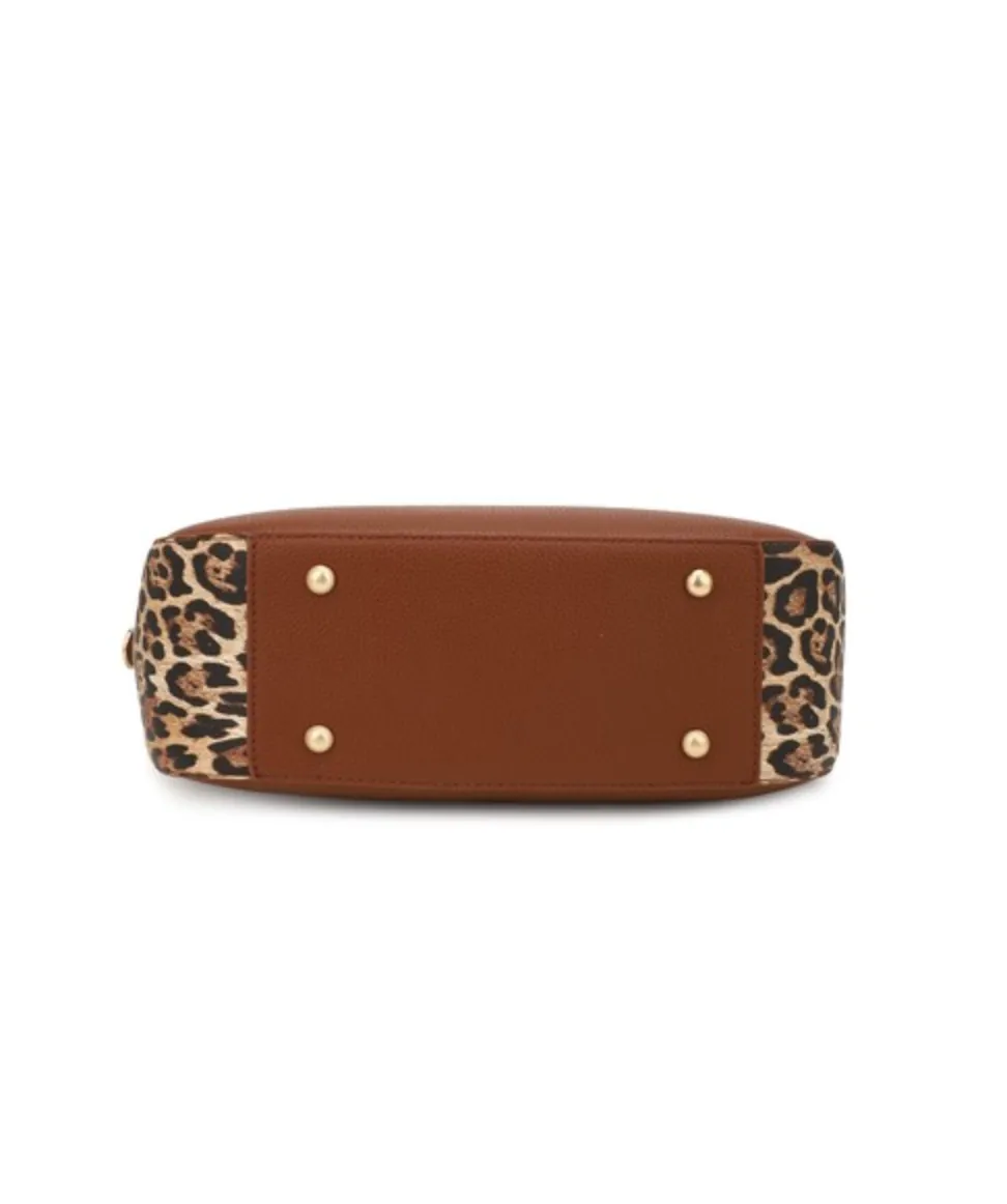 Luna Leopard Accent Satchel - Bold Style Meets Timeless Elegance