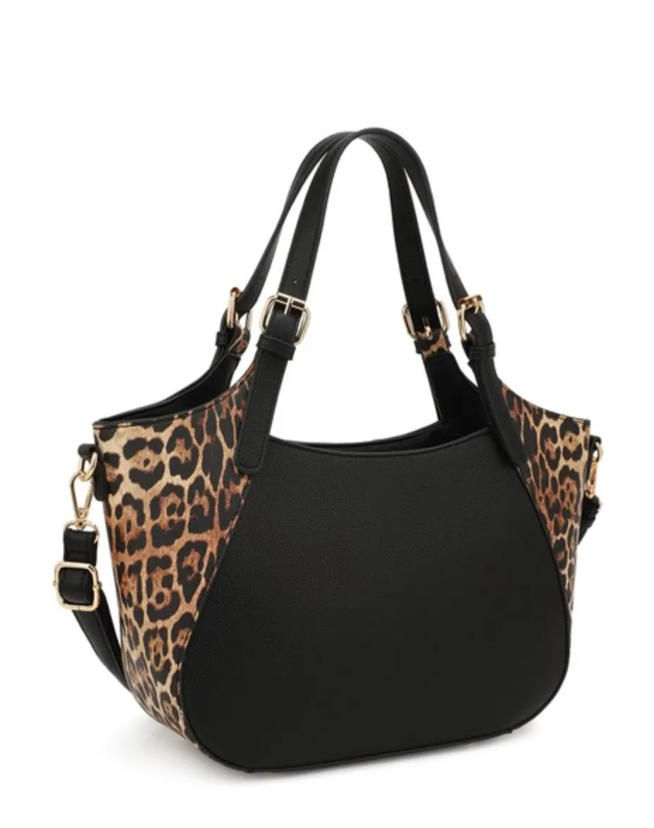 Luna Leopard Accent Satchel - Bold Style Meets Timeless Elegance