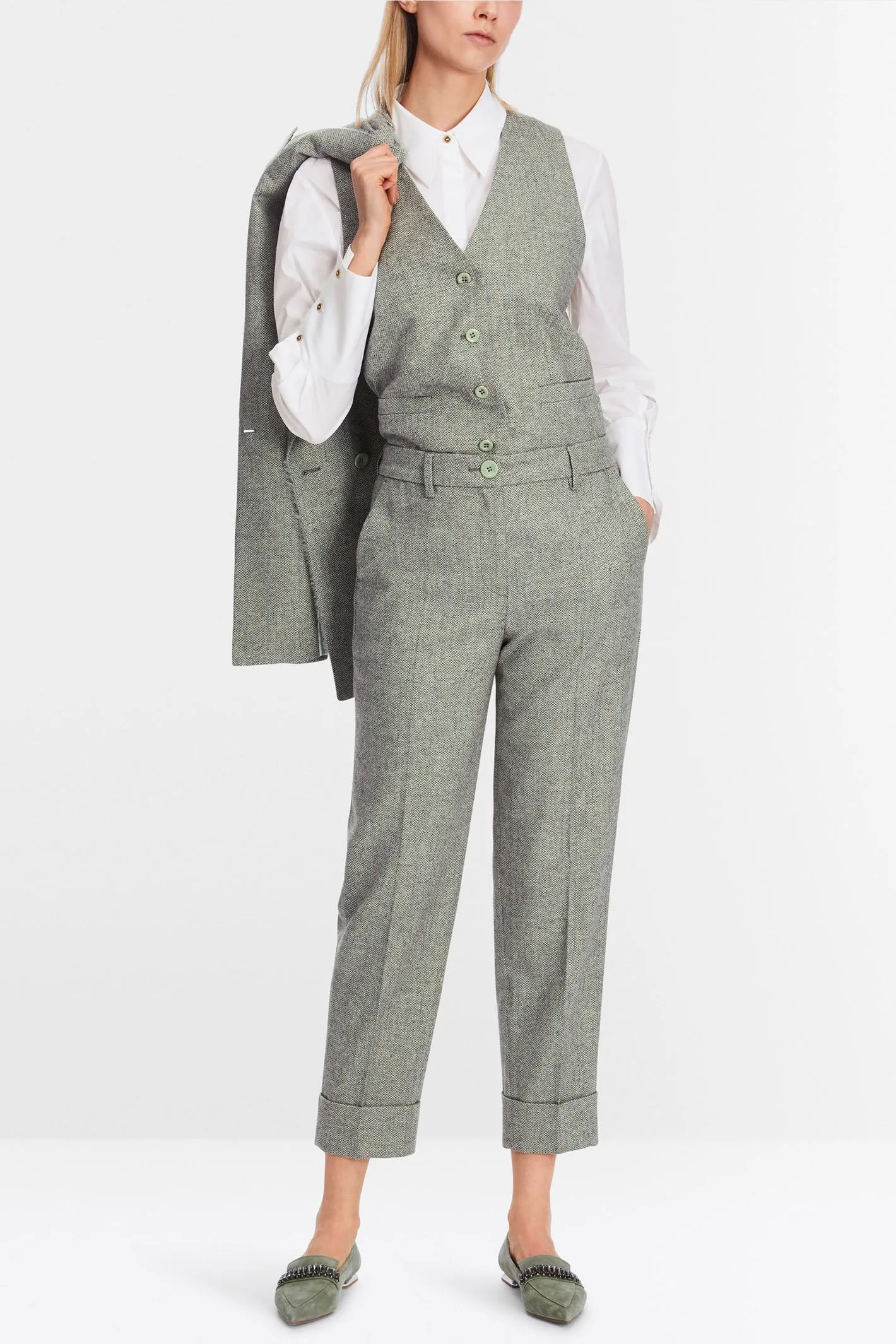 Marc Cain Collection XC 81.17 W27 Frozen Sage Green Trousers