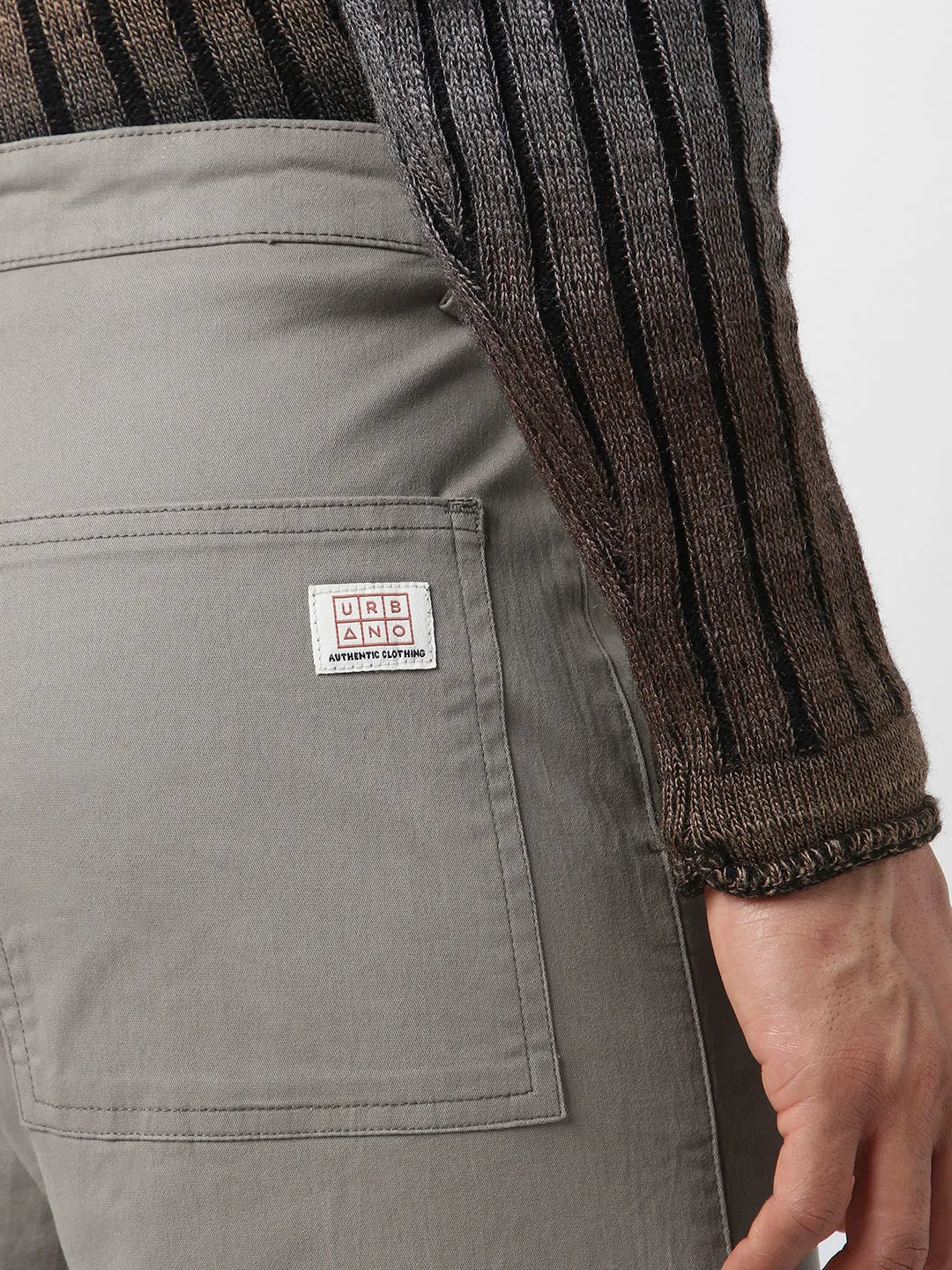 Men's Light Grey Regular Fit Solid Cargo Chino Pant with 6 Pockets Stretchable