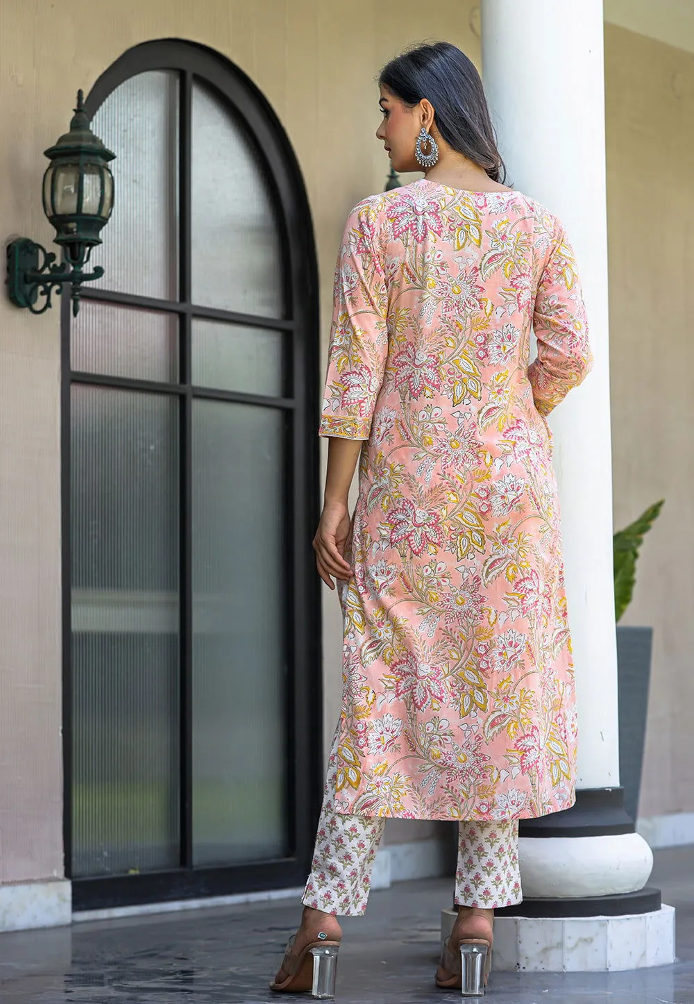 Pink Floral Printed Cotton Suit Set (pack of 3)