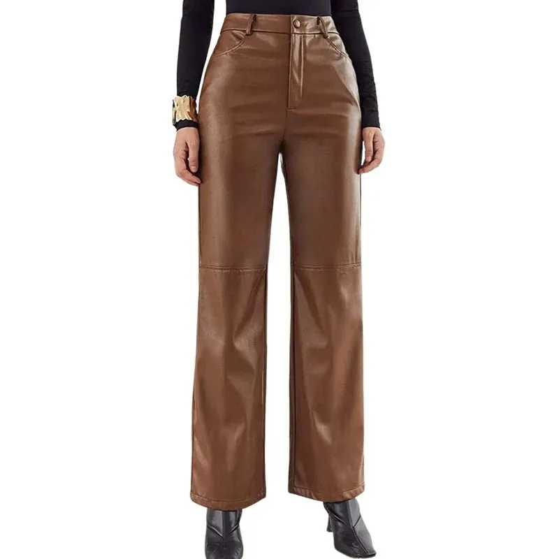 Step Up Your Fashion Game with Our Vegan Leather Wide Leg Pants