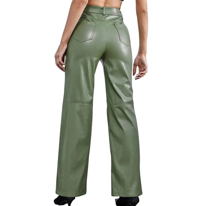 Step Up Your Fashion Game with Our Vegan Leather Wide Leg Pants