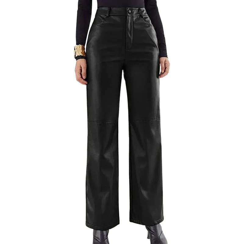 Step Up Your Fashion Game with Our Vegan Leather Wide Leg Pants