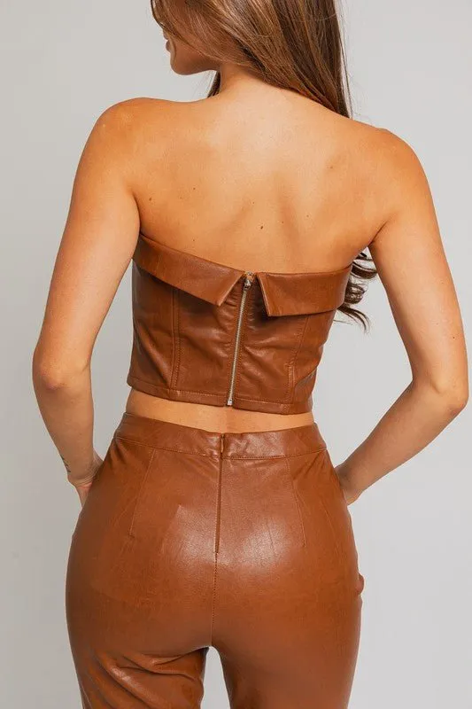 Vegan Leather Corset Top