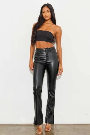 Vegan Leather Flare Pants