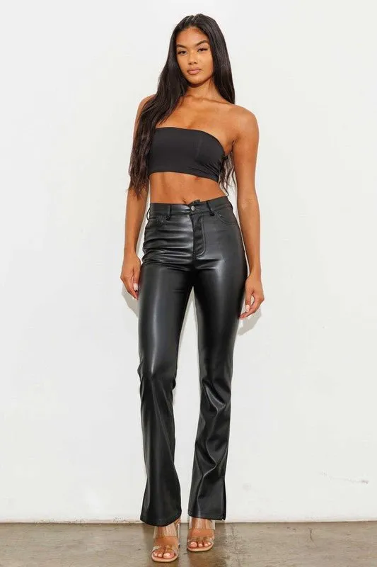 Vegan Leather Flare Pants
