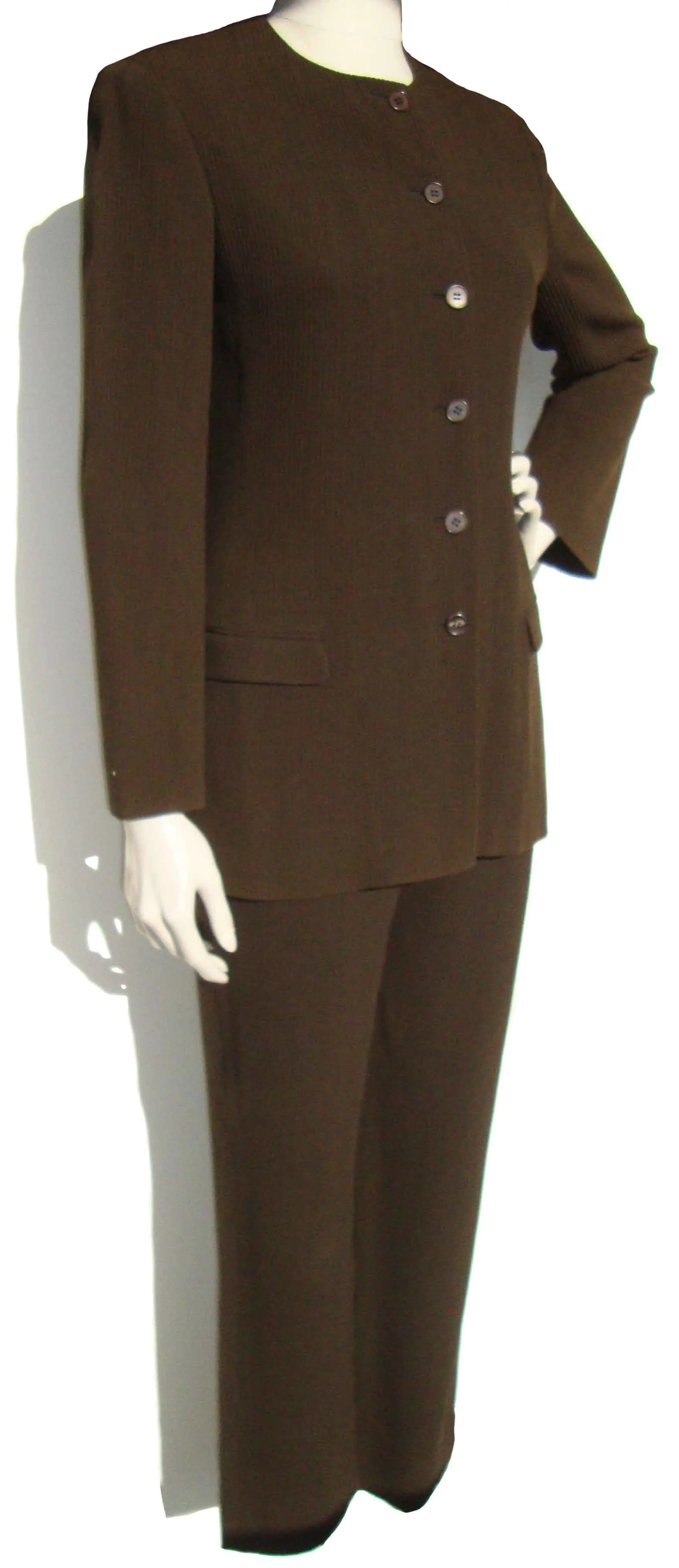 Vintage 90s Calvin Klein Brown Wool Pantsuit M