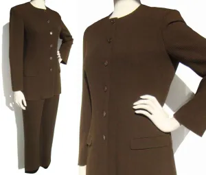 Vintage 90s Calvin Klein Brown Wool Pantsuit M
